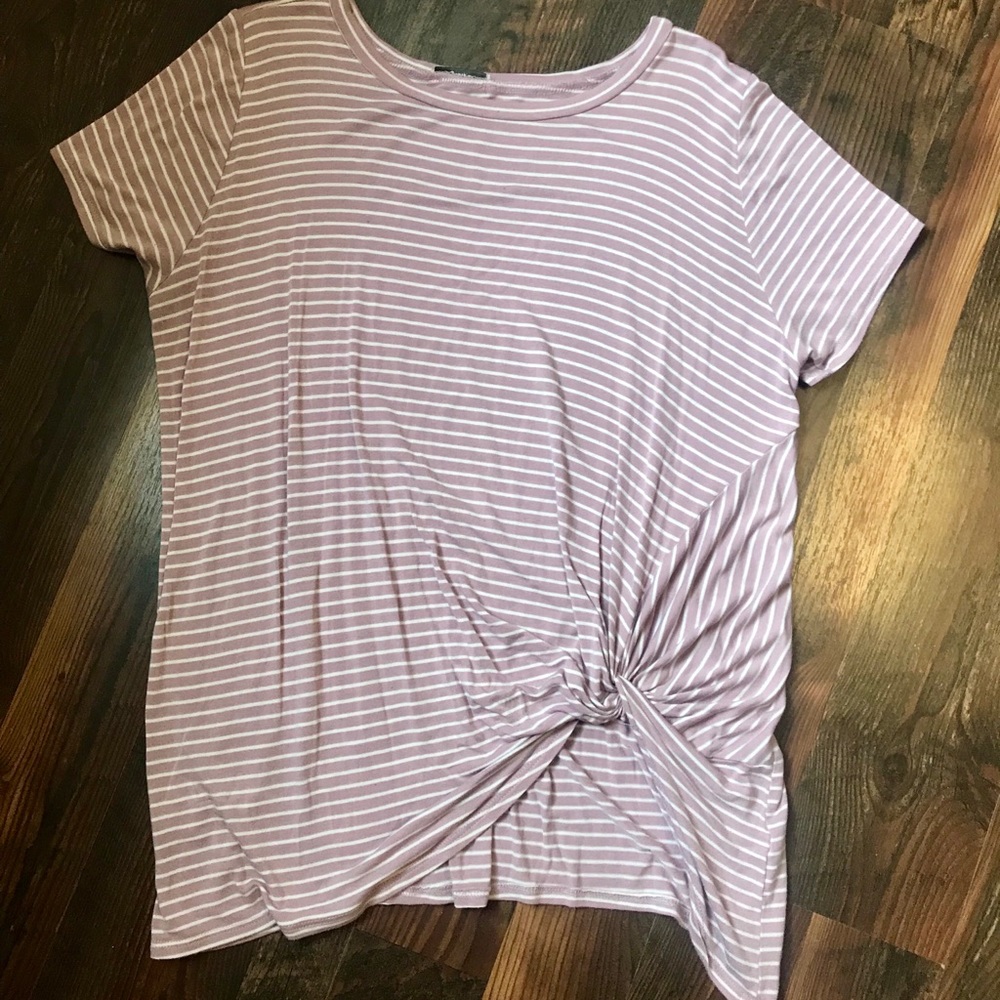 Knotted tunic striped purple